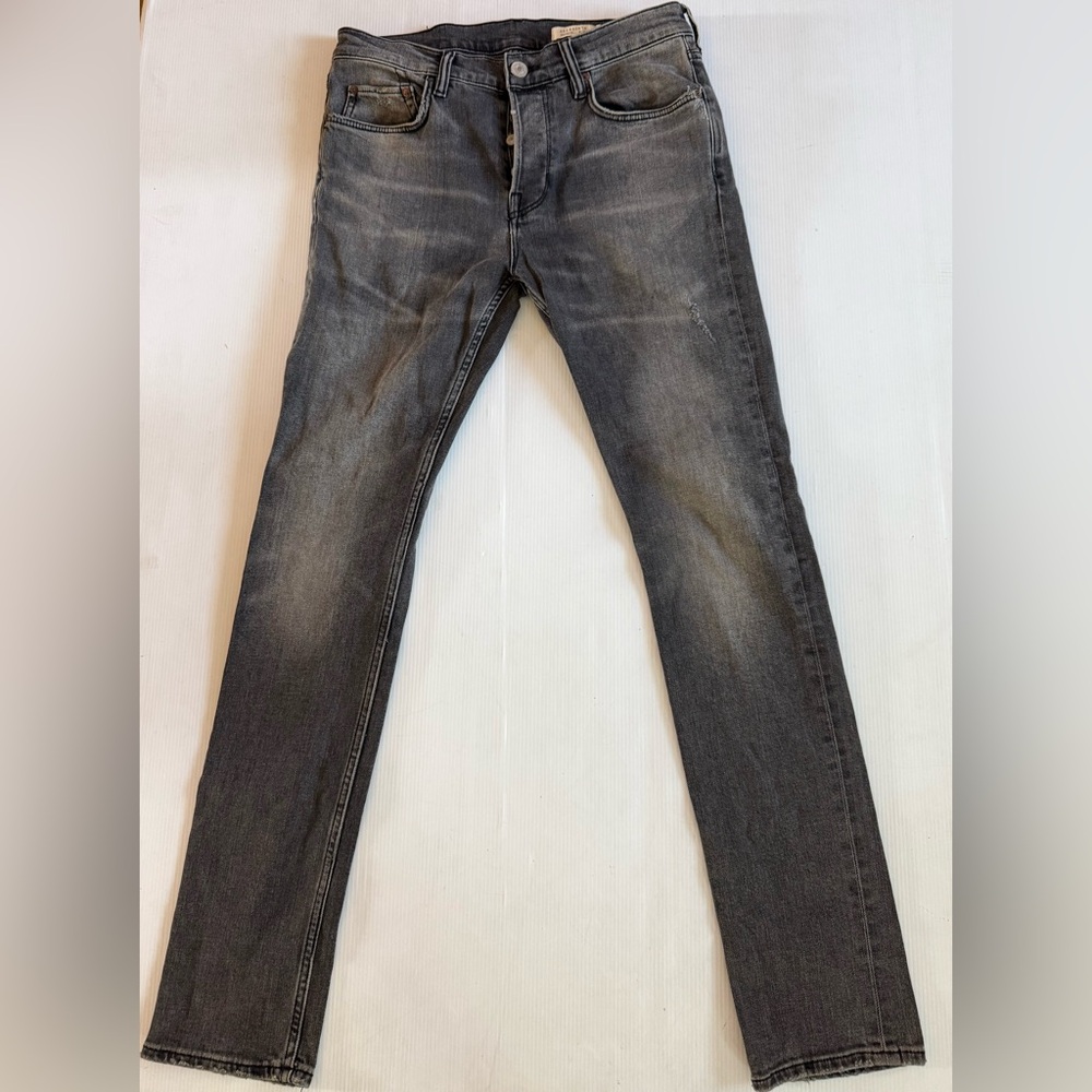 All Saints Jeans Mens 32x33 Black Denim Cigarette Skinny Straight Stretch Work‎ - Picture 2 of 11